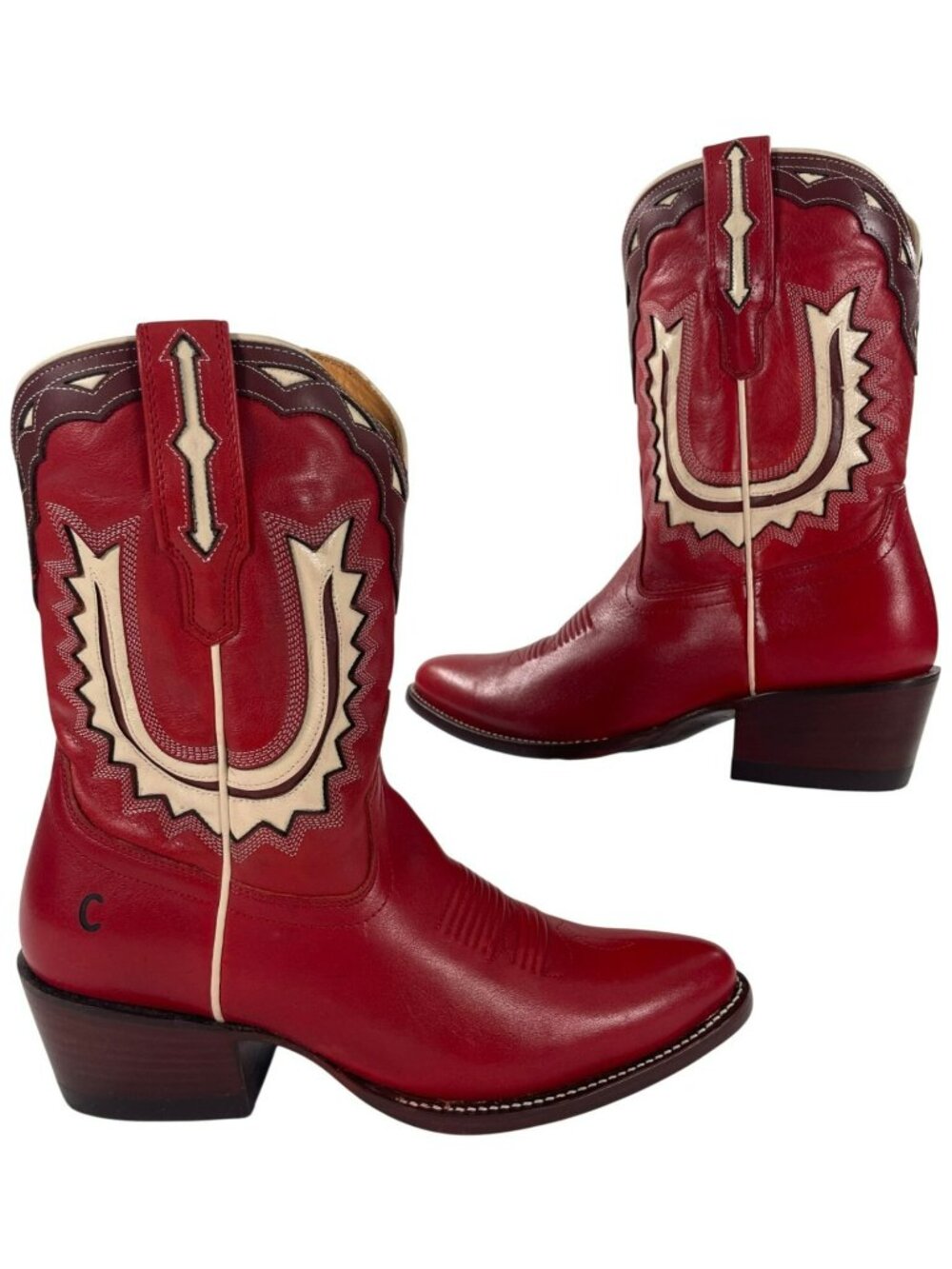 Tecovas The Jolene Boots Crimson/Bone Western Leather Cowhide Women's Sz 8B NEW